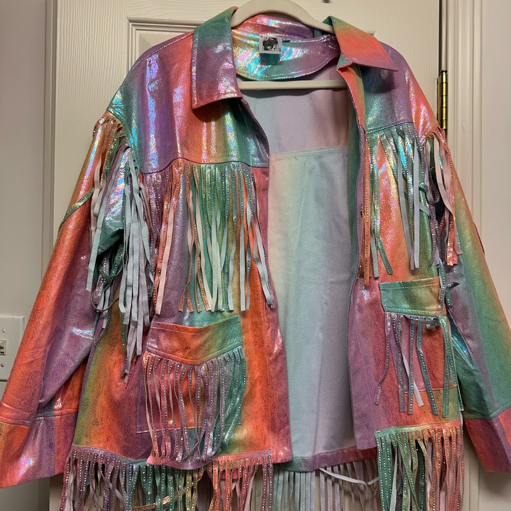 QUEEN OF SPARKLES Multicolor Fringe Utility Jacket